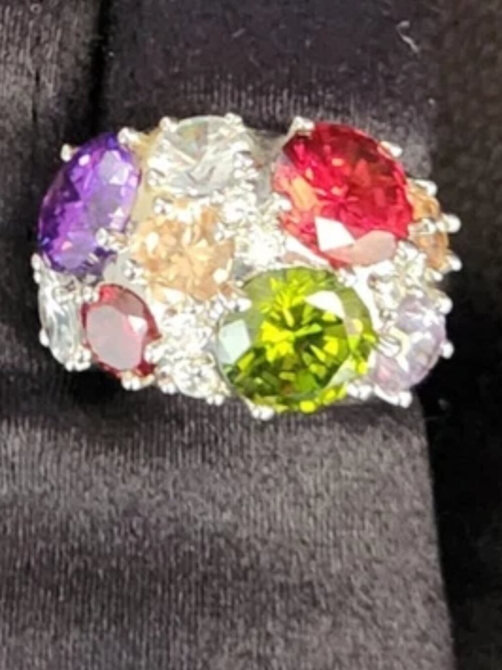 Vtg Nataliya V Collister NVC Multi-color Gems Bold Statement Cocktail Ring Sz 9 - Picture 2 of 14